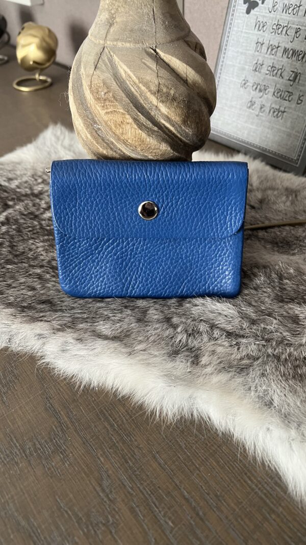 Klein Lederen Portemonneetje Cobaltblauw