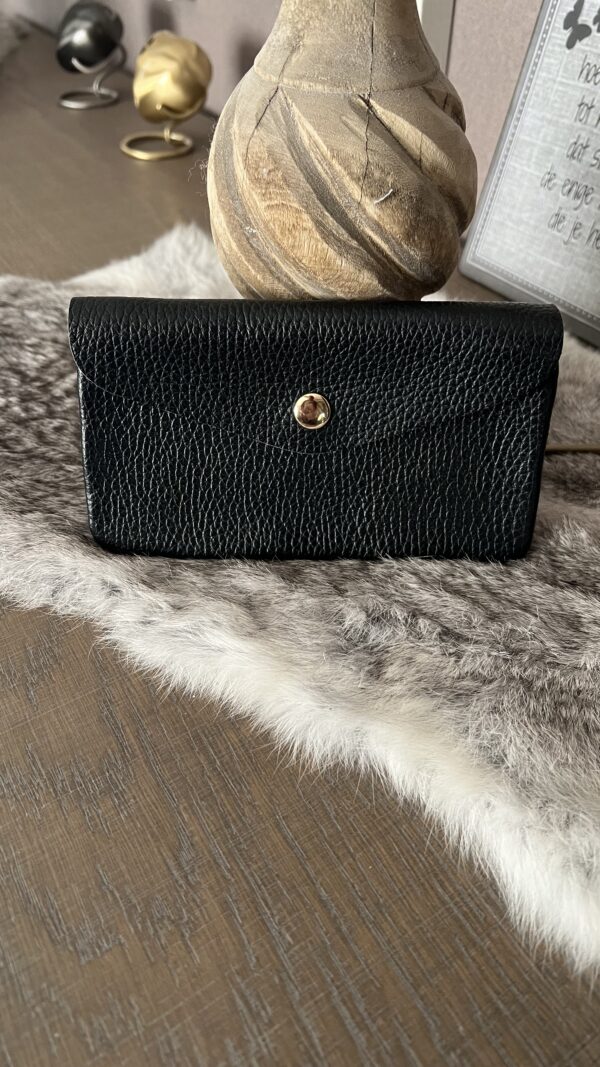 Groot Lederen Portemonneetje Black