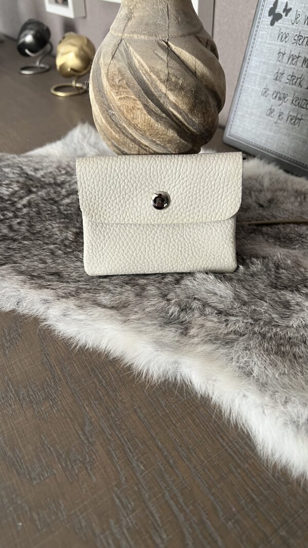 Lederen Portemonneetje Klein Offwhite