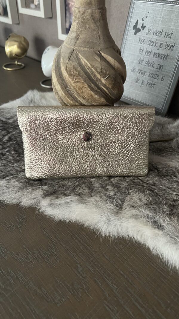 Groot Lederen portemonneetje Metalic Goud