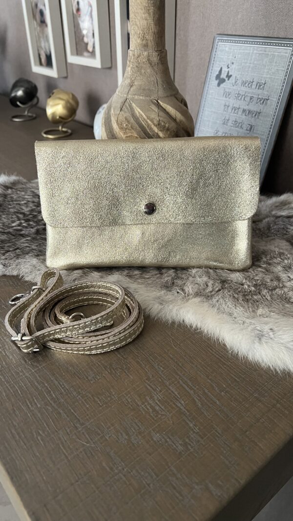 Lederen Portemonnee/Tasje Metalic Goud