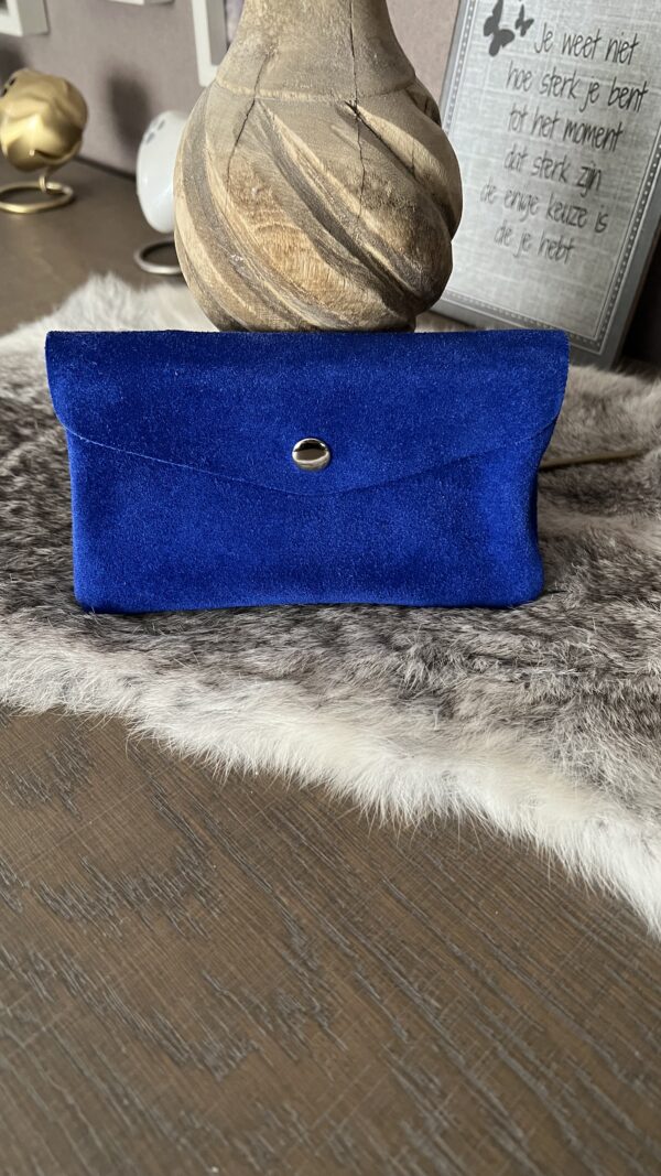 Groot Portemonneetje Daim Cobaltblauw