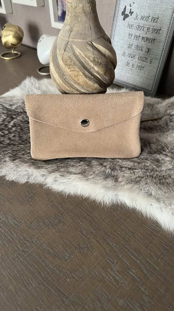 Groot Lederen Portemonneetje Daim Beige