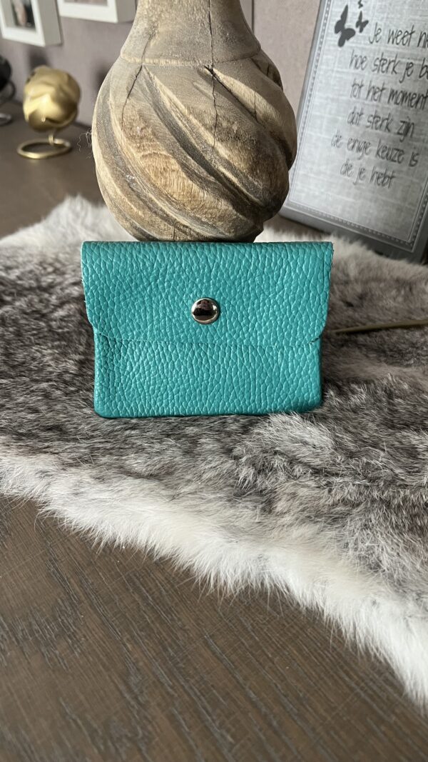 Klein Lederen Portemonneetje Turquoise