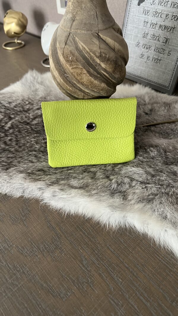 Klein Lederen Portemonneetje Lime
