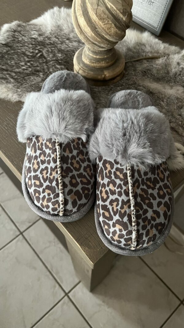 Pantoffels Leopard Grijs