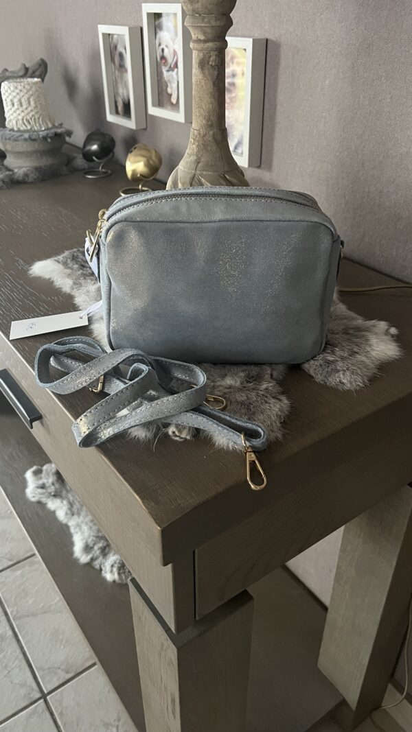 Handtas Dubbele Rits Daim BabyBlue
