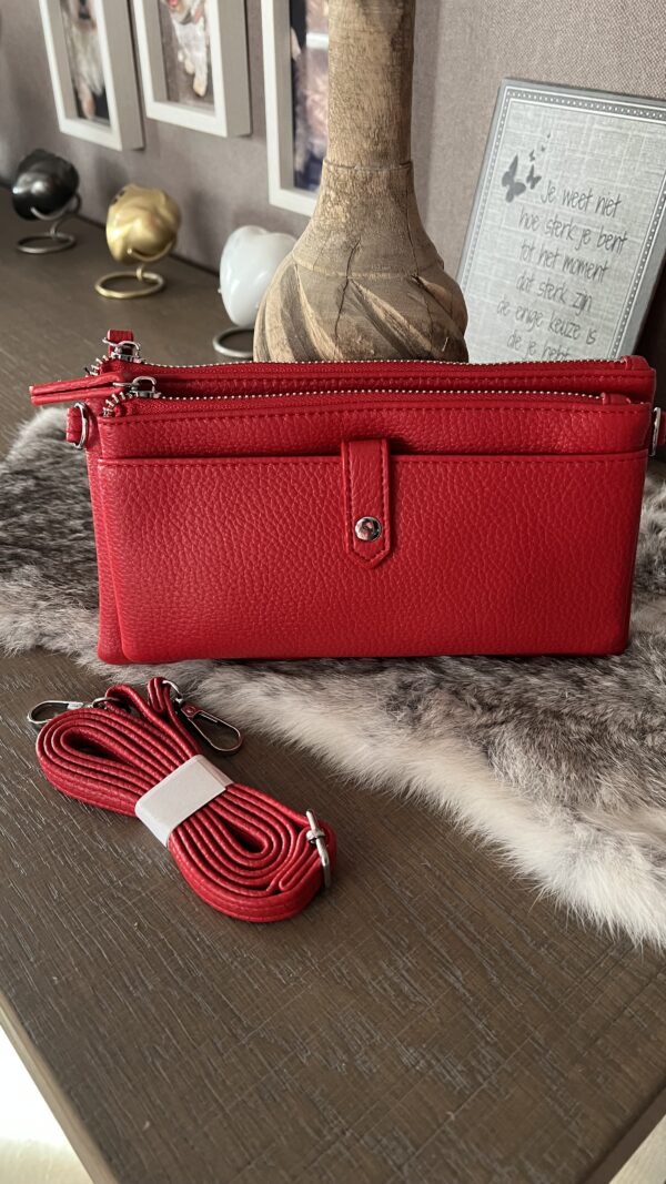 Lederen All-in handtasje Rood