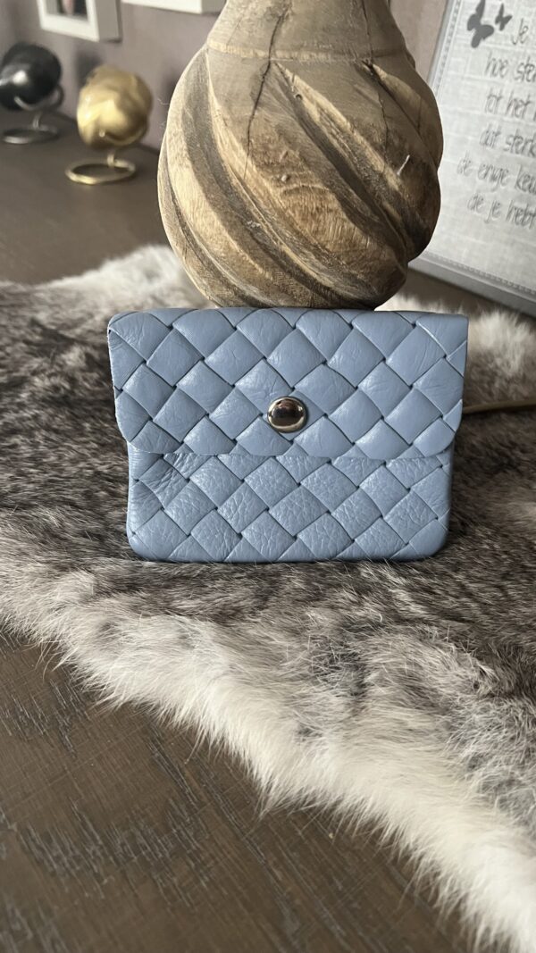Klein lederen portemonneetje Licht blauw