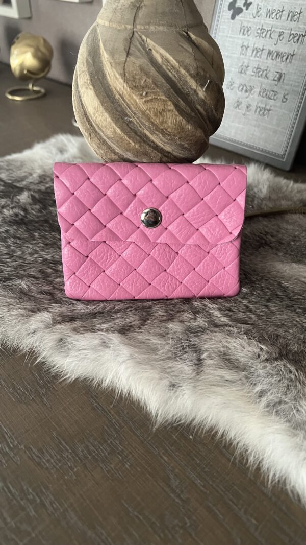 Klein lederen portemonneetje Pink