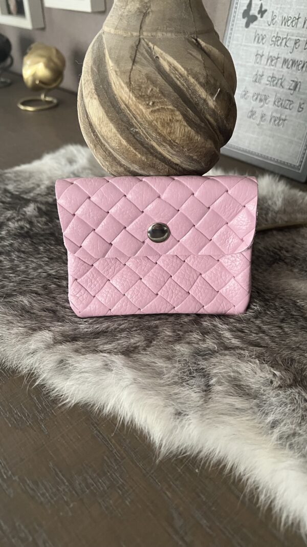 Klein lederen portemonneetje Baby roze