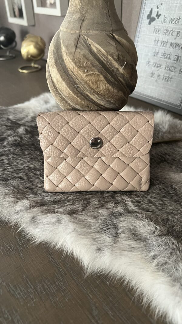 Klein lederen portemonneetje Beige