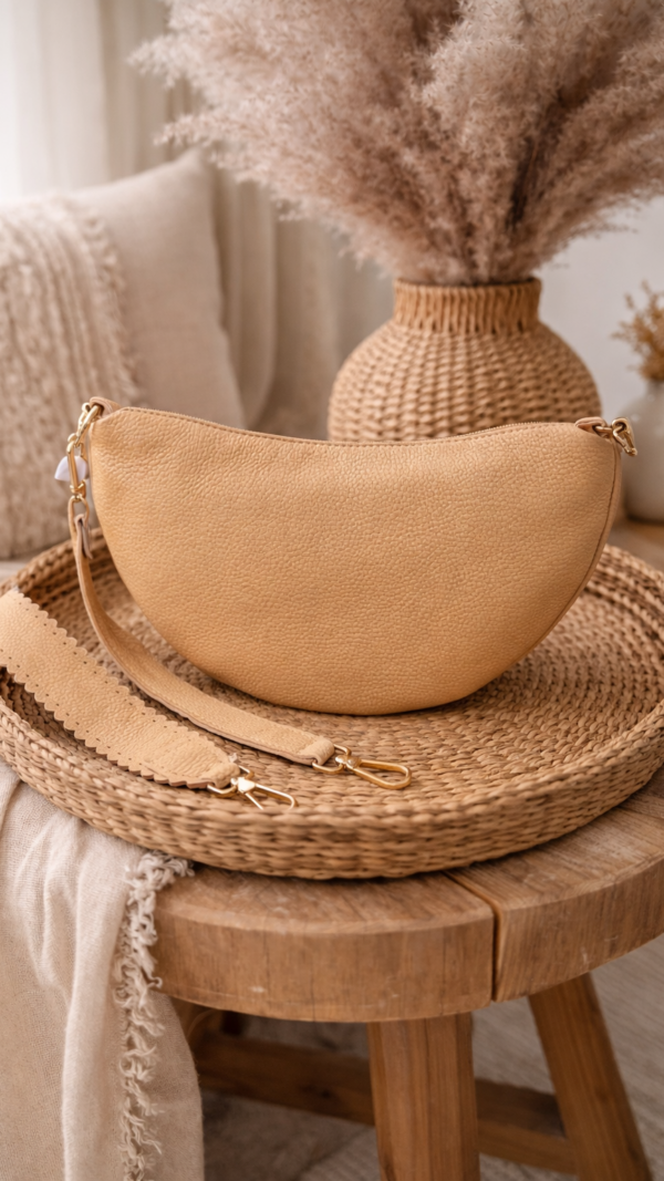 Crossbody Half Moon Camel