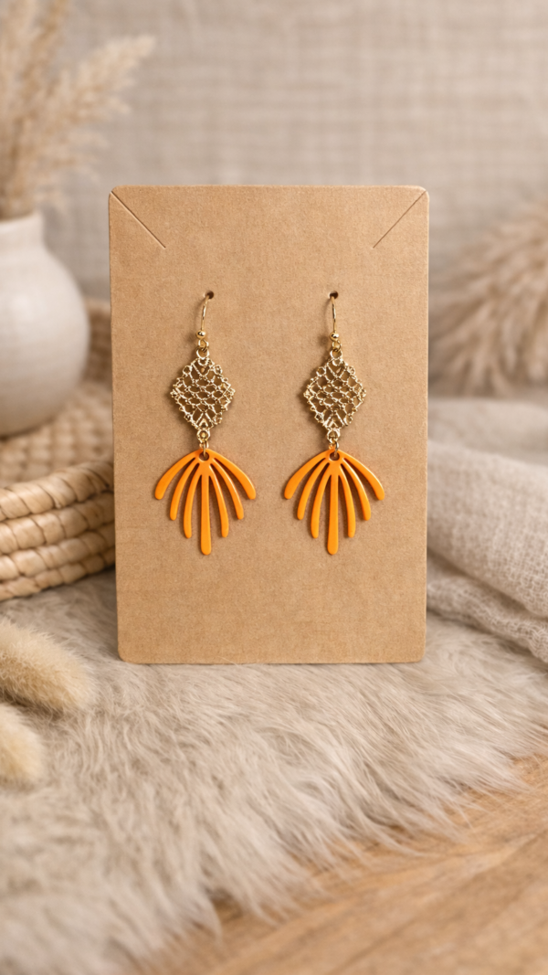 Oorbellen Amber Leaf Oranje – statement oorbellen