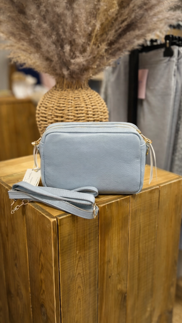 Lederen Crossbody Dubbele rits Zacht blauw