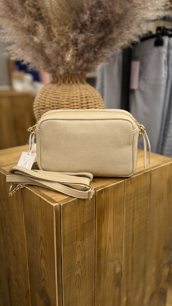 Lederen Crossbody Dubbele rits Offwhite