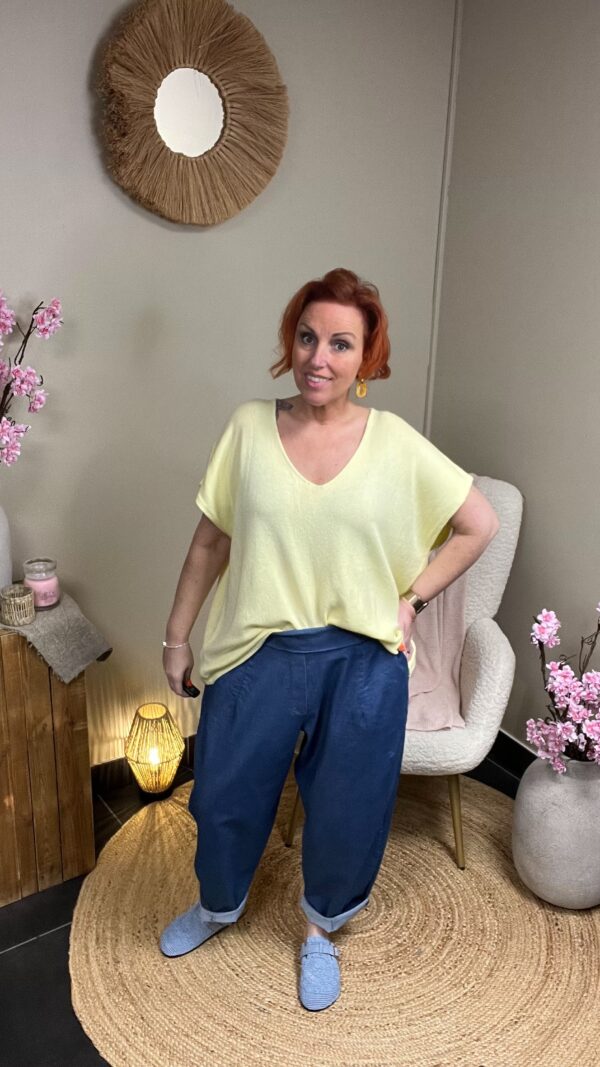 Plus Size V-Hals T-Shirt Terra di Siena – Luchtige Basic tot maat 50/52 Yellow