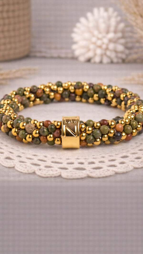 NATURAL STONE BEADZ - Unakite Gold Mix
