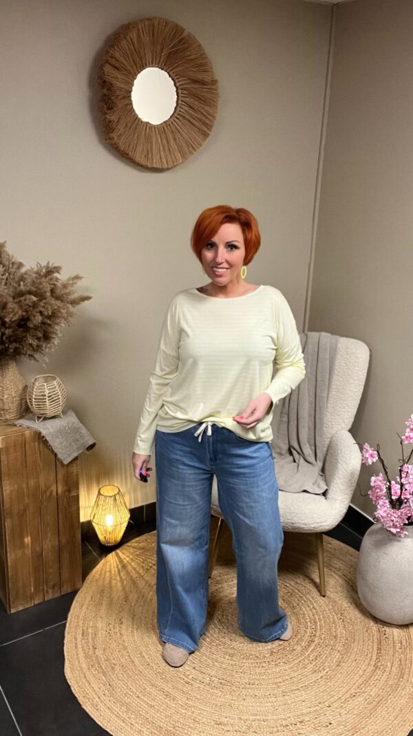 Longsleeve Conny - Wit/Geel Streep