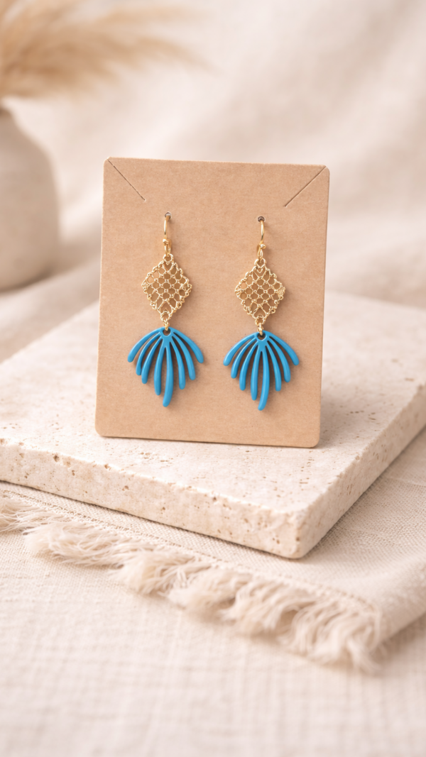 Oorbellen amber Leaf Turquoise - statement oorbellen