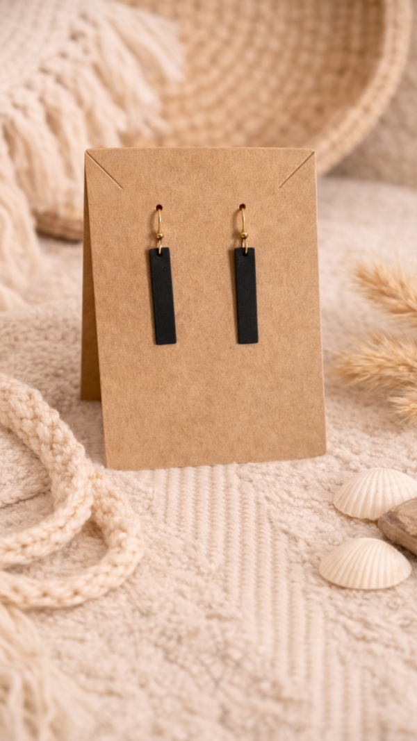 Minimal zwarte rechthoek oorbellen