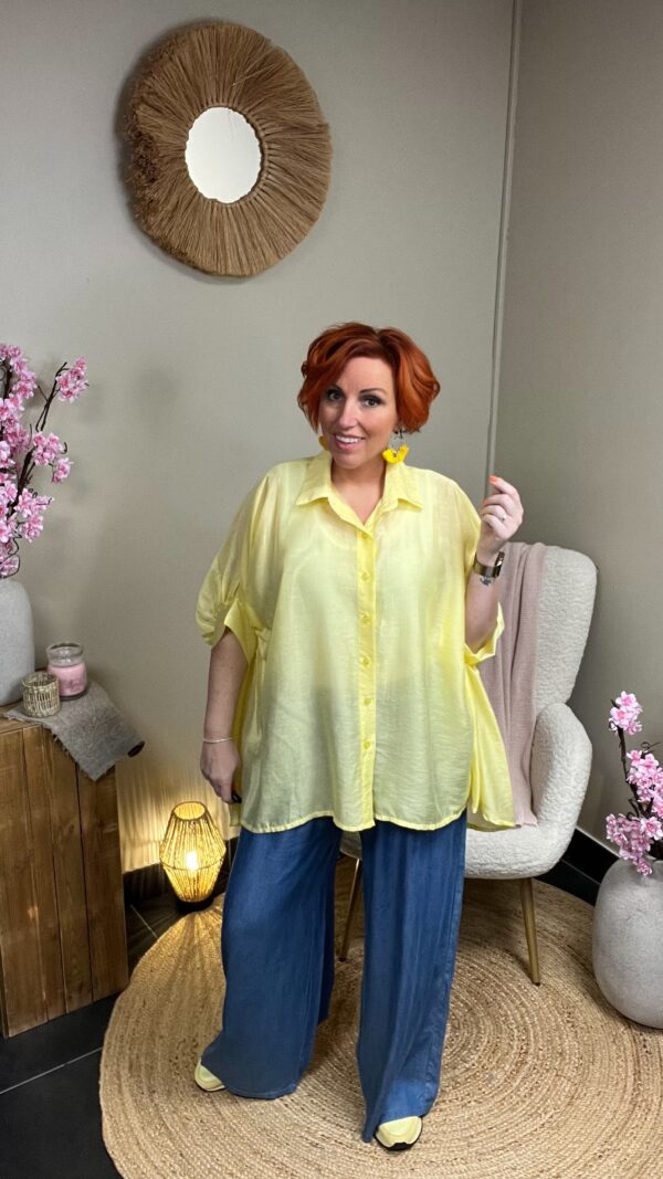 Oversized Blouse Grote Maten – Lyocell Linnen – Tot Maat 56 Geel
