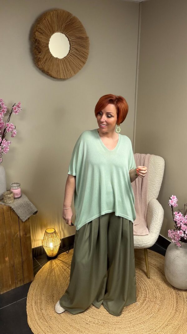 Curvy V-hals T-shirt – Mintgroen