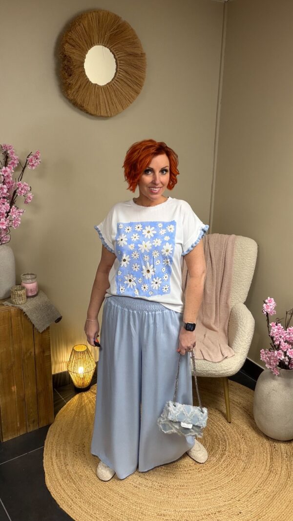 Terra di Siena Bloemen T-shirt Blauw