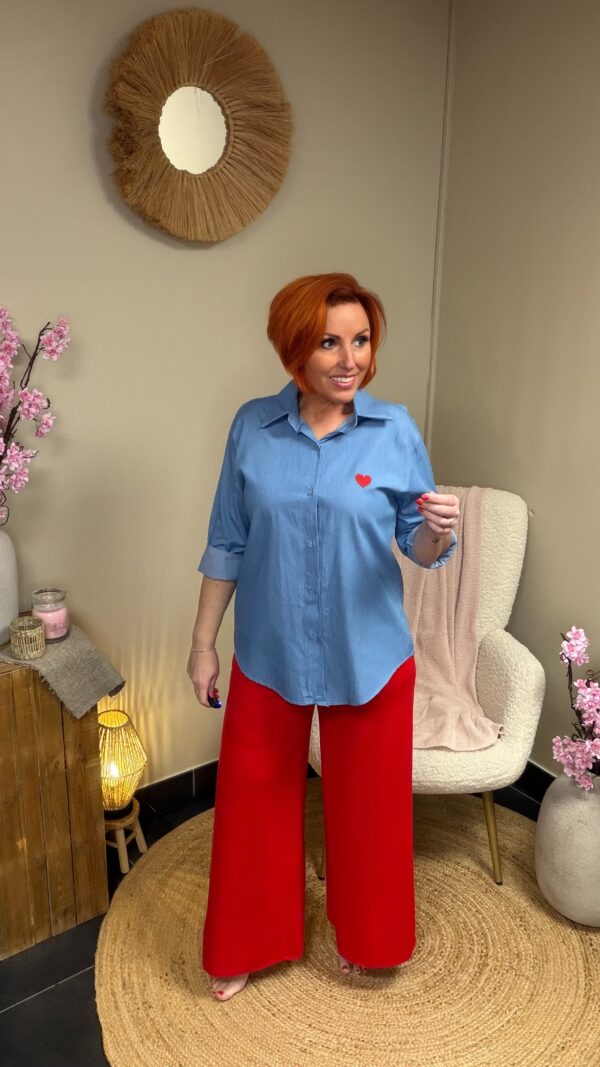 Wide Leg Comfort Broek Terra di Siena – Rood