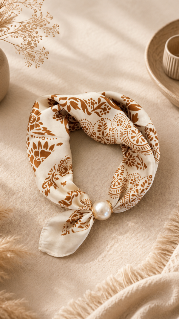 Trendy Beige Satijnen Sjaal