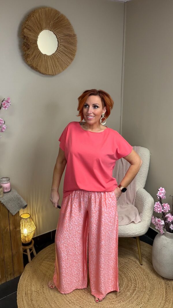 Roze Viscose Zijde Flow Broek – Comfort Fit (TU 44/46)