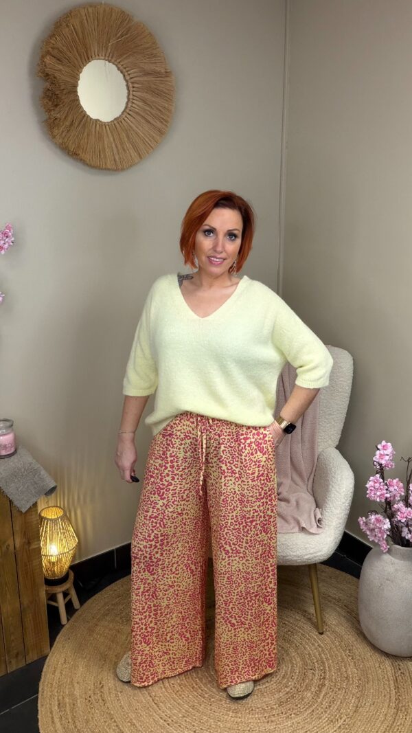 Pastelgeel Oversized V-Hals Pulletje