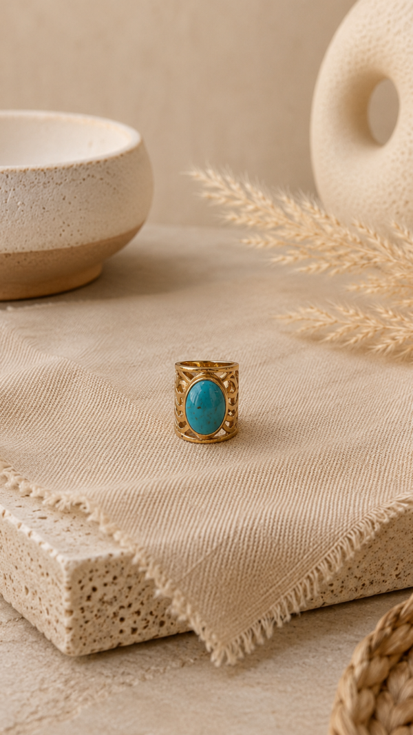 Azure Ring – Goudkleurige Statement Ring