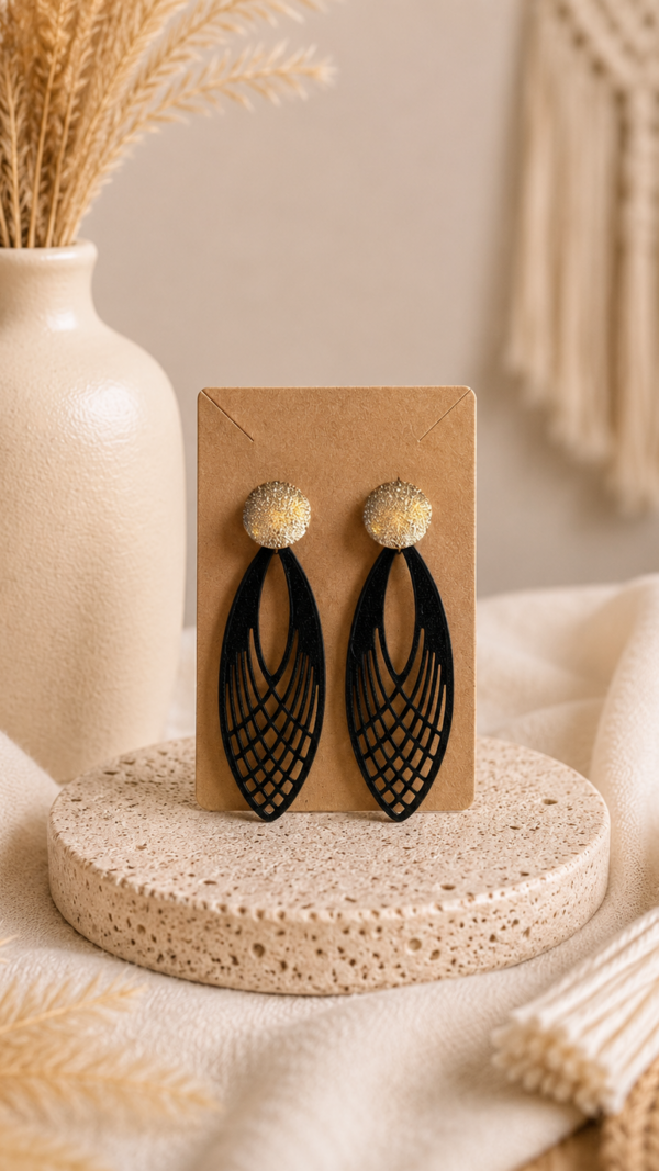 Black/Gold Lace Statement Oorringen