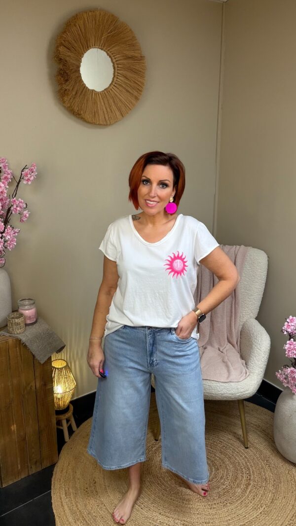 T-shirt Soleil Wit/Roze